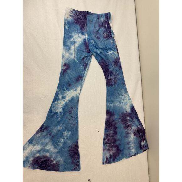 Bohemian Island Bell Bottom Pants Tie Dye Blue Purple Boho Unique 70s Small - Picture 8 of 8